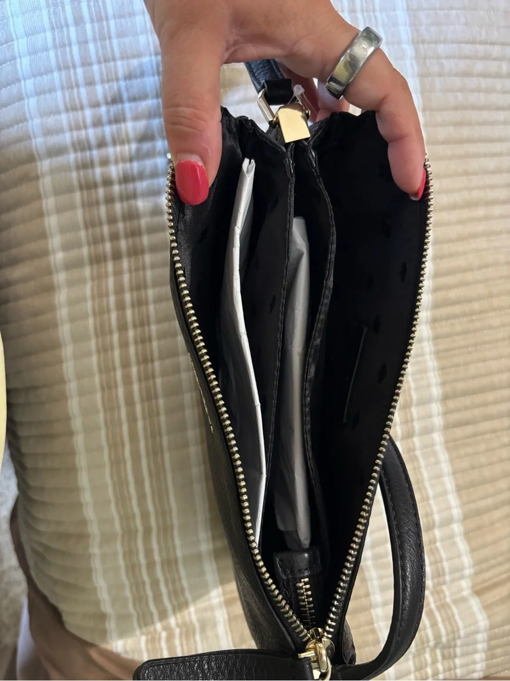 kate spade Black Pebbled Leather Messenger Crossbody
